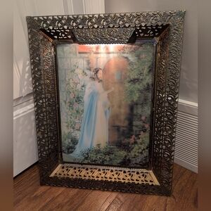 Hologram Jesus Wall Art, Vintage Light up 3D Lenticular Hologram Filagree Brass